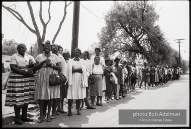 Frank Robinson, CORE field secretary in South Carolina, organized a protest where hundreds of black voters conducted a stand-in to call attention to their inability to register to vote because of lack of staff and the nature of the registration process. Kingstree, SC, March, 1963