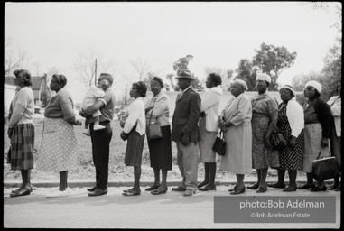 Frank Robinson, CORE field secretary in South Carolina, organized a protest where hundreds of black voters conducted a stand-in to call attention to their inability to register to vote because of lack of staff and the nature of the registration process. Kingstree, SC, March, 1963