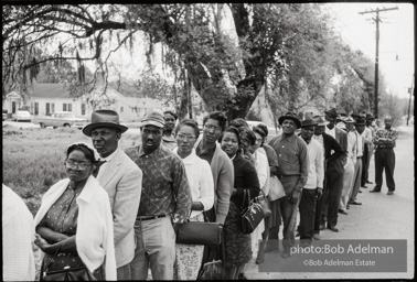 Frank Robinson, CORE field secretary in South Carolina, organized a protest where hundreds of black voters conducted a stand-in to call attention to their inability to register to vote because of lack of staff and the nature of the registration process. Kingstree, SC, March, 1963