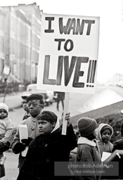 We shall not be moved. Safety first: Parents and children respond to a wave of accidents by blocking their street and demanding the installation of a traffic light,  Brooklyn,  New York City. January 17, 1963.