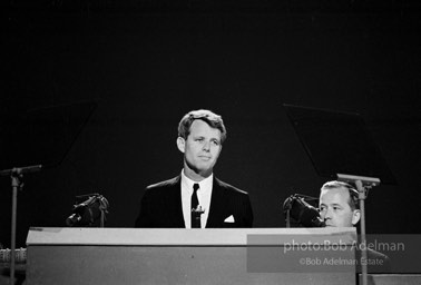 Bobby Kennedy speaks at the 1964 Democratic Convention. Atlantic City, New Jersey.