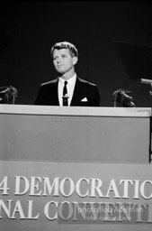 Bobby Kennedy speaks at the 1964 Democratic Convention. Atlantic City, New Jersey.