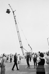 ABC News camera platform suspended above the boardwalk at the Democratic National Convention. Atlantic City,1964.