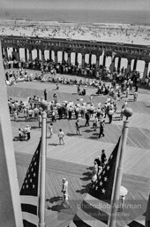 On the boardwalk in Atlantic City, New Jersey, Students gather outside the Democratic National Convention in support for the Mississippi Freedom Democratic Party.1964.