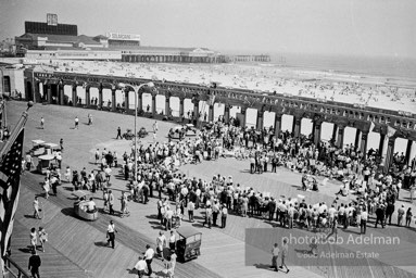 On the boardwalk in Atlantic City, New Jersey, Students gather outside the Democratic National Convention in support for the Mississippi Freedom Democratic Party.1964.
