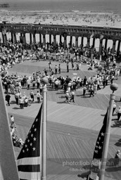 On the boardwalk in Atlantic City, New Jersey, Students gather outside the Democratic National Convention in support for the Mississippi Freedom Democratic Party.1964.