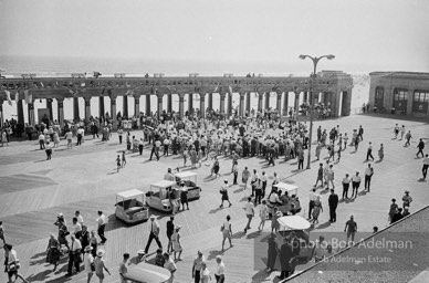 On the boardwalk in Atlantic City, New Jersey, Students gather outside the Democratic National Convention in support for the Mississippi Freedom Democratic Party.1964.