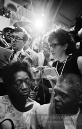 Members of the Mississippi Freedom Democratic Party sitting in the seats of the Mississippi delegation on the floor of the Democratic National Convention, Atlantic City, NJ 1964