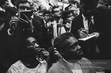 Members of the Mississippi Freedom Democratic Party sitting in the seats of the Mississippi delegation on the floor of the Democratic National Convention, Atlantic City, NJ 1964