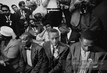 Members of the Mississippi Freedom Democratic Party sitting in the seats of the Mississippi delegation on the floor of the Democratic National Convention, Atlantic City, NJ 1964