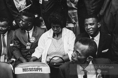 Members of the Mississippi Freedom Democratic Party sitting in the seats of the Mississippi delegation on the floor of the Democratic National Convention, Atlantic City, NJ 1964