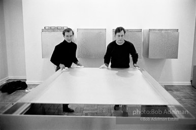 Donald Judd, minimalist sculptor, assembling his work for an exhibition at the Leo Castelli Gallery. circa 1966 Donald Judd, minimalist sculptor, assembling his work for an exhibition at the Leo Castelli Gallery. circa 1966