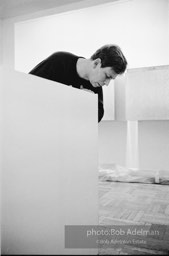 Donald Judd, minimalist sculptor, assembling his work for an exhibition at the Leo Castelli Gallery. circa 1966 Donald Judd, minimalist sculptor, assembling his work for an exhibition at the Leo Castelli Gallery. circa 1966