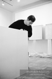 Donald Judd, minimalist sculptor, assembling his work for an exhibition at the Leo Castelli Gallery. circa 1966 Donald Judd, minimalist sculptor, assembling his work for an exhibition at the Leo Castelli Gallery. circa 1966