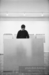 Donald Judd, minimalist sculptor, assembling his work for an exhibition at the Leo Castelli Gallery. circa 1966 Donald Judd, minimalist sculptor, assembling his work for an exhibition at the Leo Castelli Gallery. circa 1966