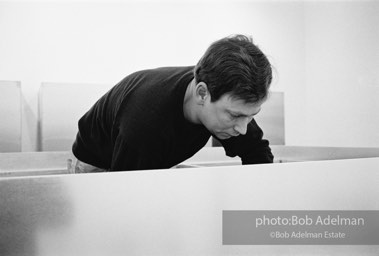 Donald Judd, minimalist sculptor, assembling his work for an exhibition at the Leo Castelli Gallery. circa 1966 Donald Judd, minimalist sculptor, assembling his work for an exhibition at the Leo Castelli Gallery. circa 1966