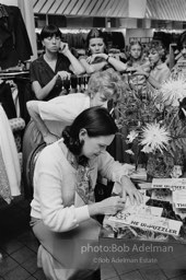 Scenes during Gloria Vanderbilt's promotiom for her line of jeans at a suburban department store, New Jersey.1980