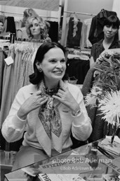 Scenes during Gloria Vanderbilt's promotiom for her line of jeans at a suburban department store, New Jersey.1980