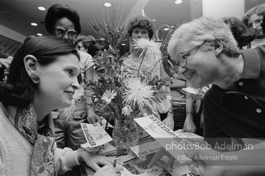 Scenes during Gloria Vanderbilt's promotiom for her line of jeans at a suburban department store, New Jersey.1980