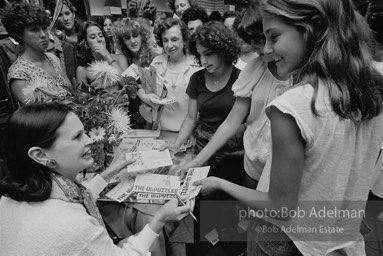 Scenes during Gloria Vanderbilt's promotiom for her line of jeans at a suburban department store, New Jersey.1980