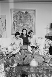 Gloria Vanderbilt with her two sons, Anderson Cooper (L) and Carter Vanderbilt Cooper (R) in Vanderbilt's upper east side apartment, NYC, 1980