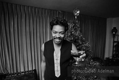 Silky makes a toast in front of his gold-painted Christmas tree. - New York City, 1970. photo:©Bob Adelman. From the book Gentleman of Leisure by Susan Hall and Bob Adelman.
