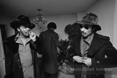 Silky and Dandy going out with Frankie, whose back is to the camera. New York City, 1970. photo:©Bob Adelman. From the book Gentleman of Leisure by Susan Hall and Bob Adelman.