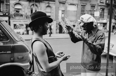 Silky and George, a friend who owns a barber shop. New York City, 1970. photo:©Bob Adelman. From the book Gentleman of Leisure by Susan Hall and Bob Adelman.