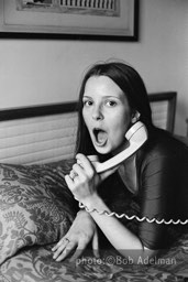 Linda talks to Silky on the phone from the motel where she is hiding. - New York City, 1970. photo:©Bob Adelman. From the book Gentleman of Leisure by Susan Hall and Bob Adelman.