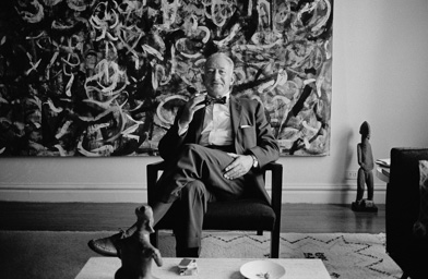 Adolph Gottlieb photographed in front of his painting Groundscape (1956) New York, NY mid-1960s. photo:©Bob Adelman/Artwork:©Adolph and Esther Gottlieb Foundation Adolph Gottlieb photographed in front of his painting Groundscape (1956) New York, NY mid-1960s. photo:©Bob Adelman/Artwork:©Adolph and Esther Gottlieb Foundation