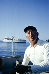 Adolph Gottlieb sailing in East Hampton, NY, 1964.