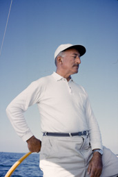 Adolph Gottlieb sailing in East Hampton, NY, 1964.