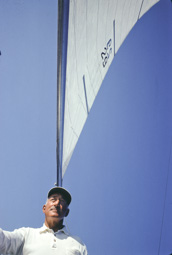 Adolph Gottlieb sailing in East Hampton, NY, 1964.