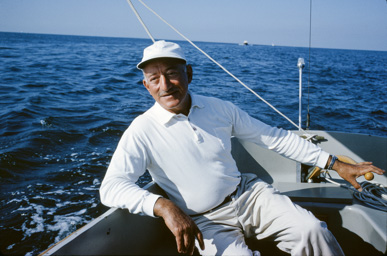 Adolph Gottlieb sailing in East Hampton, NY, 1964.