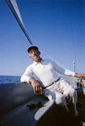 Adolph Gottlieb sailing in East Hampton, NY, 1964.