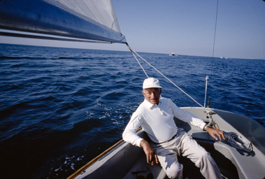 Adolph Gottlieb sailing in East Hampton, NY, 1964.