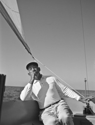 Adolph Gottlieb sailing in East Hampton, NY, 1964.