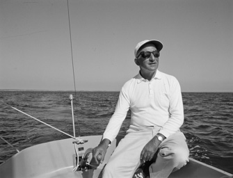 Adolph Gottlieb sailing in East Hampton, NY, 1964.