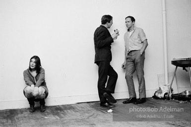 Jasper Johns and Robert Rauschenberg at a party at Rauschenberg's loft, New York City. 1966