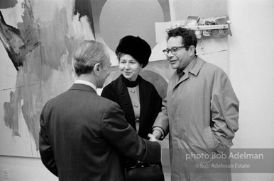Leo CAstelli greet artist George Segal at at Jasper Johns exhibit opening. 1966