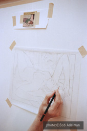 Roy Lichtenstein. Drawing for Nude With Abstract Painting. 1994. photo:©Bob Adelman/Artwork:©Estate of Roy Lichtenstein Roy Lichtenstein. Drawing for Nude With Abstract Painting. 1994. photo:©Bob Adelman/Artwork:©Estate of Roy Lichtenstein