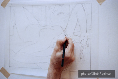 Roy Lichtenstein. Drawing for Nude With Abstract Painting. 1994. photo:©Bob Adelman/Artwork:©Estate of Roy Lichtenstein