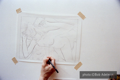 Roy Lichtenstein. Drawing for Nude With Abstract Painting. 1994. photo:©Bob Adelman/Artwork:©Estate of Roy Lichtenstein