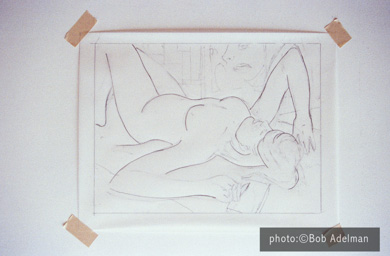 Roy Lichtenstein. Drawing for Nude With Abstract Painting. 1994. photo:©Bob Adelman/Artwork:©Estate of Roy Lichtenstein