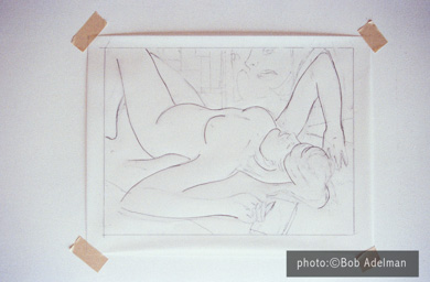 Roy Lichtenstein. Drawing for Nude With Abstract Painting. 1994. photo:©Bob Adelman/Artwork:©Estate of Roy Lichtenstein Roy Lichtenstein. Drawing for Nude With Abstract Painting. 1994. photo:©Bob Adelman/Artwork:©Estate of Roy Lichtenstein