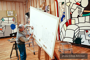 Roy Lichtenstein. Drawing for Nude With Abstract Painting. (visible in background Roy Lichtenstein. Drawing for Nude With Abstract Painting. (visible in background