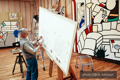 Roy Lichtenstein. Drawing for Nude With Abstract Painting. (visible in background 