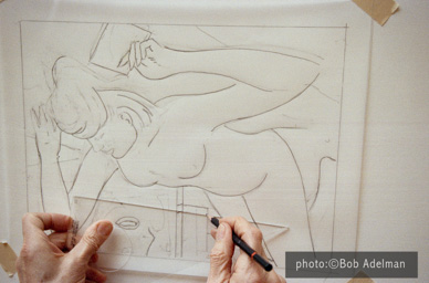 Roy Lichtenstein. Drawing for Nude With Abstract Painting. 1994. photo:©Bob Adelman/Artwork:©Estate of Roy Lichtenstein Roy Lichtenstein. Drawing for Nude With Abstract Painting. 1994. photo:©Bob Adelman/Artwork:©Estate of Roy Lichtenstein