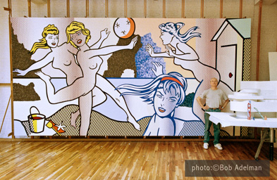 Roy Lichtenstein with Beach Scene with Starfish. 1994. photo:©Bob Adelman/Artwork:©Estate of Roy Lichtenstein