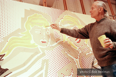 Roy Lichtenstein with Beach Scene with Starfish. 1994. photo:©Bob Adelman/Artwork:©Estate of Roy Lichtenstein